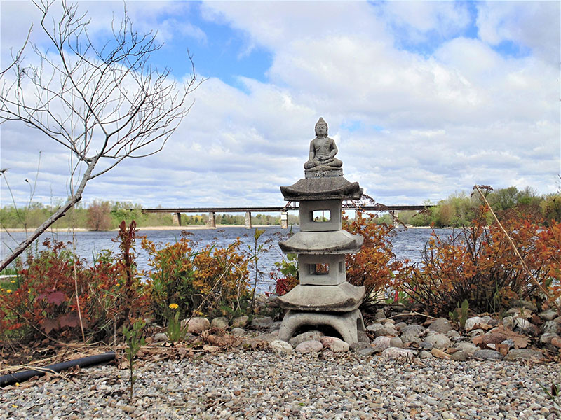 Sculpture garden by the river.