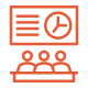 Icon graphic of three people sitting in front of a presentation screen
