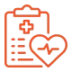 Icon graphic of clipboard with health stats on it.